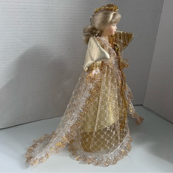 Vintage Christmas Gold Angel Tree Topper 12” - Picture 2 of 7